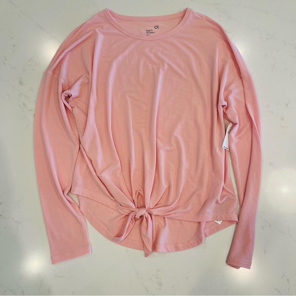 NWT : GapFit Breathe Relaxed Fit Long Sleeve Top : Light Pink : XS